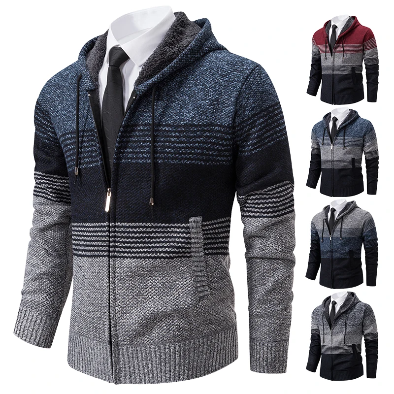 Men's Hooded Cardigan Sweater Coat 2023 New Autumn Casual Hoodies Y2K Korean Streetwear Knitted Jacket Trend Hombre Clothing