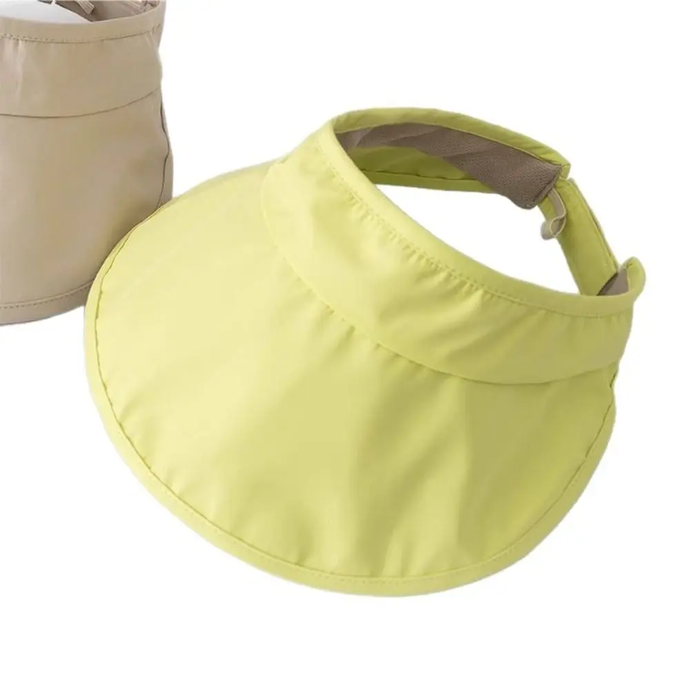 Fashion UV Protection Large Brim Sun Hat Wide Brim Lightweight Empty Top Hat solid color Adjustable Foldable Sunhat Summer