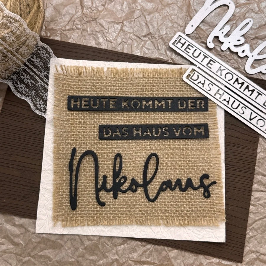 2026 Nuevo HEUTE KOMMT DER DAS HAUS VOM Nikolaus Troqueles de corte de metal para DIY, scrapbooking, fabricación de tarjetas, plantillas y álbumes de fotos