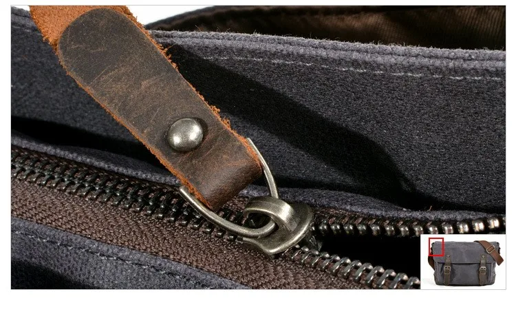 Vintage Herren Outdoor Casual Umhängetasche Canvas Single Shoulder Umhängetasche Herren Anti-Splash Oil Wax Vintage Umhängetasche – Detail 8