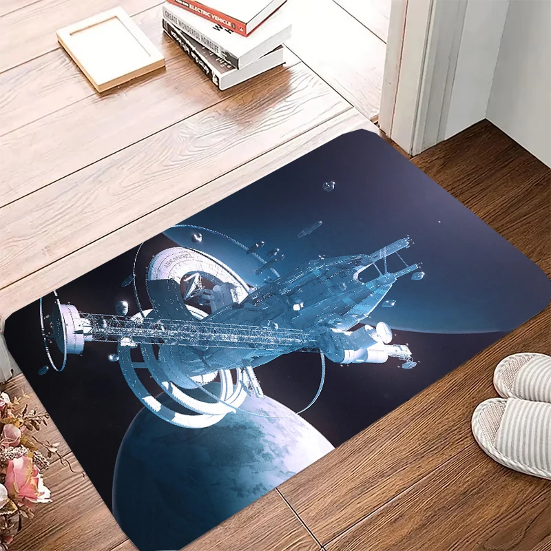 Spacecraft pattern Floor Mat Door Mat For Bathroom Kitchen Long Corridor Carpet Anti-wrinkle Non-Slip Living Room Rug Home Decor