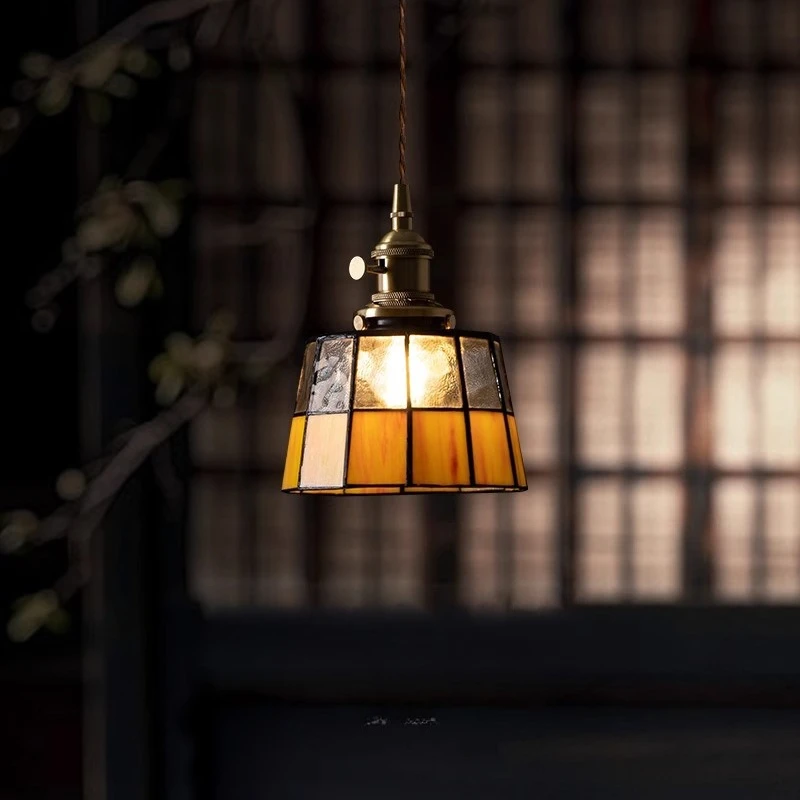 

Japanese retro handmade brass glass chandelier, medieval homestay bedside cafe bar bar tea room chandelier