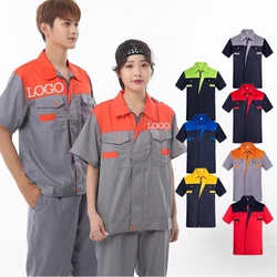 Summer Workwear Men's Women's Short Sleeve Thin Breathable Uniform Factory Service Auto Repair Top Ropa De Trabajo