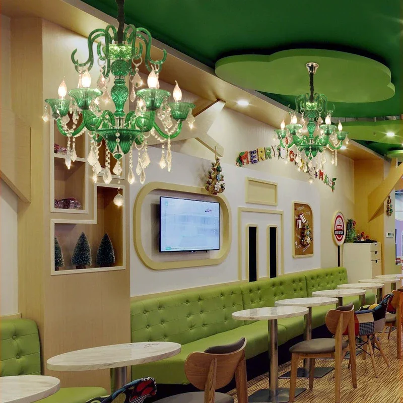 BROTHER European Crystal Pendent Lamp Green Candle Lamp Luxury Art Living Room Restaurant BedroomVilla Hotel KTV Chandelier image 3