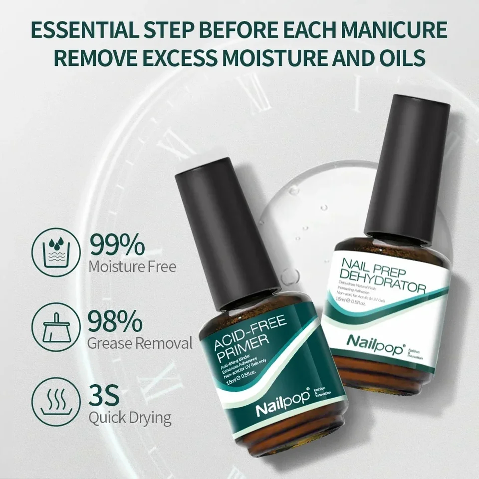 DESHIDRATADOR Y PRIMER ÁCIDO FREE PARA UÑAS, PREPARACIÓN NATURAL, ADHESIVO Y BONDING, PARA ESMALTE EN GEL 3