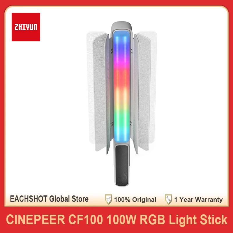 ZHIYUN CINEPEER CF100 100W RGB LED Video Light Stick 2700K-6500K CRI 96 Portable Handheld Light Wand Continuous Output Lighting