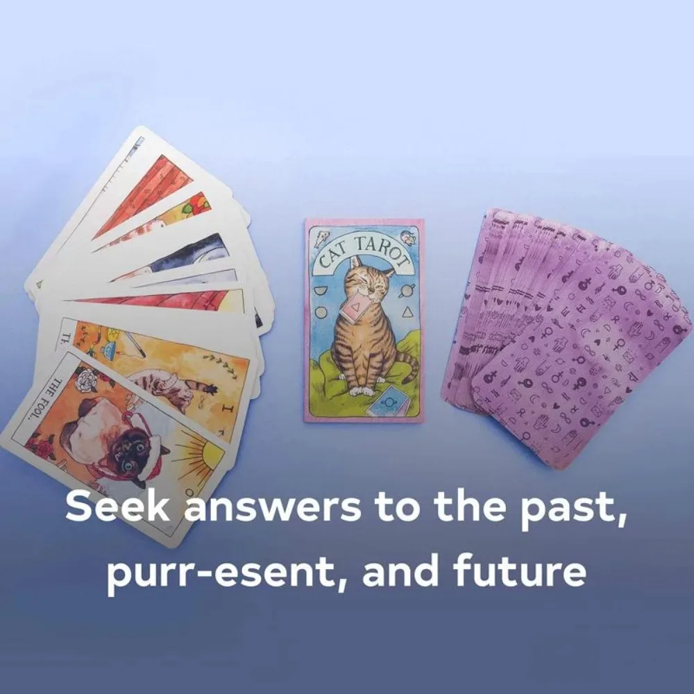 10.6*6.5cm Cat Tarot: 78 Cards (Whimsical and Humorous Tarot Deck, Stocking Stuffer for Kitten Lovers) image 4