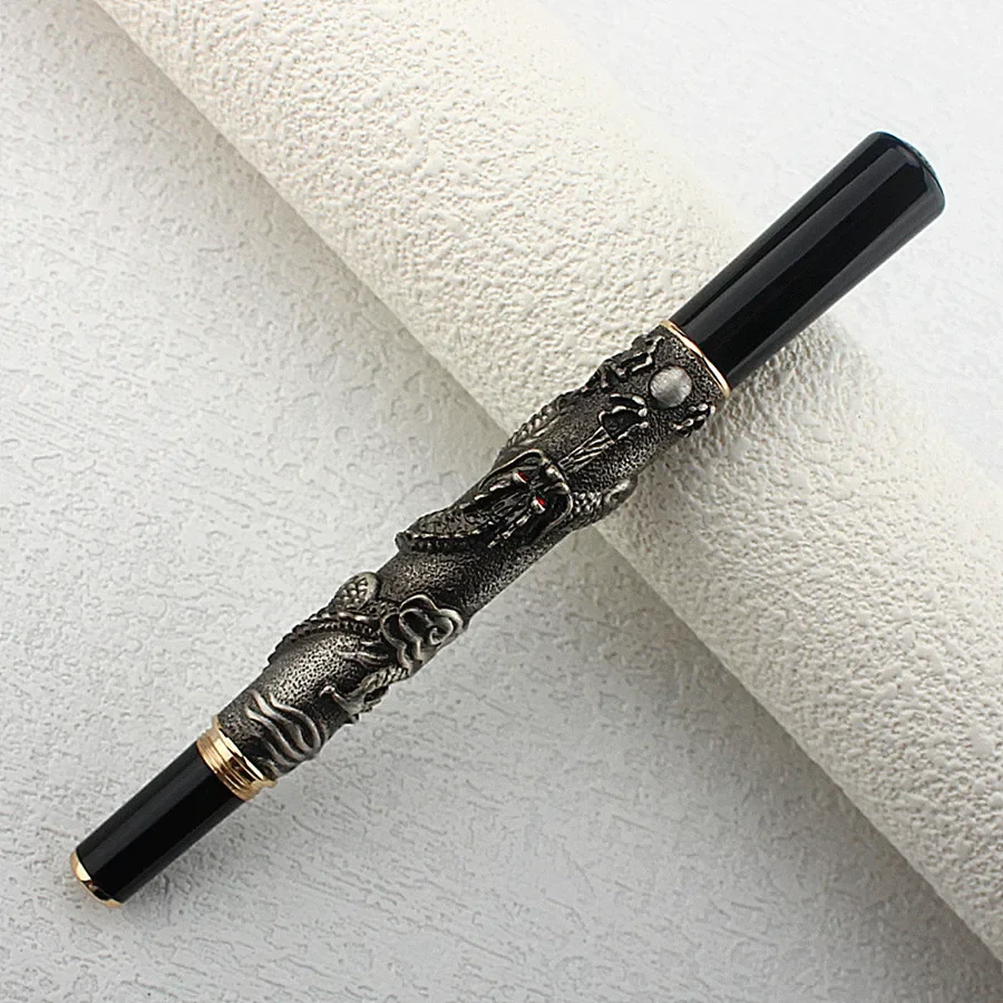 Jinhao Metal Fountain Pen Luxury Dragon Texture Carving Executive Pen Writing Ink Pen Office Stationery School Supplies