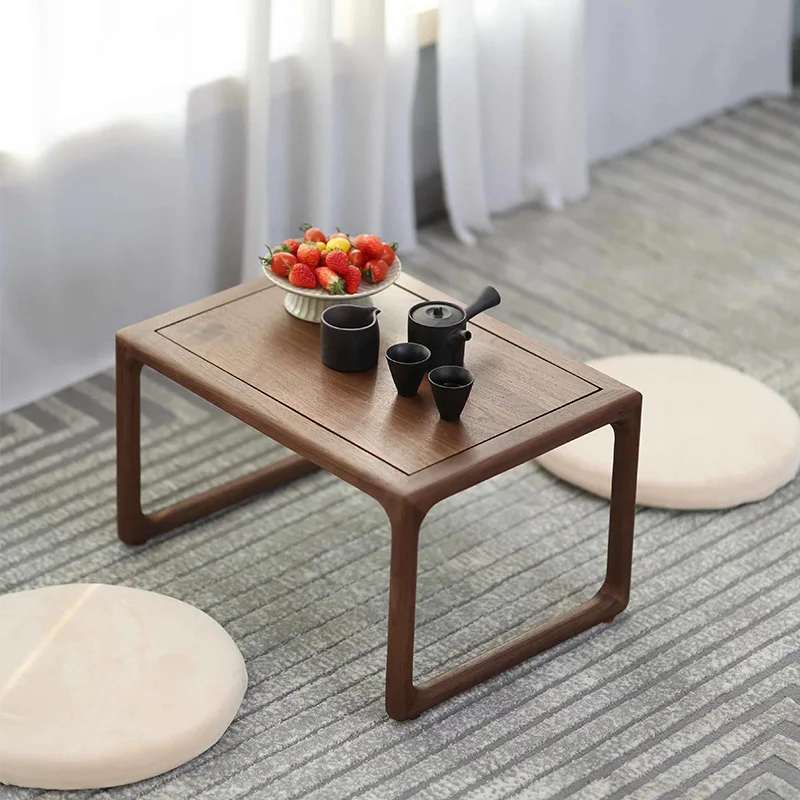 

Bay window table, black walnut light luxury tatami low table, Japanese-style small coffee table, solid wood kang several new