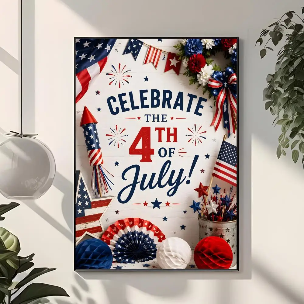 National Holiday the Fourth of July USA Poster  Classic Home Interior Design & Modern Wall Decor Art Collection