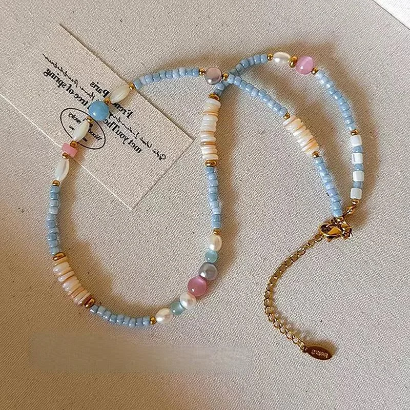 Freshwater Pearl Collar Chain Necklace for Women Elegant Stylish Handmade Beads Necklaces Jewelry Gift