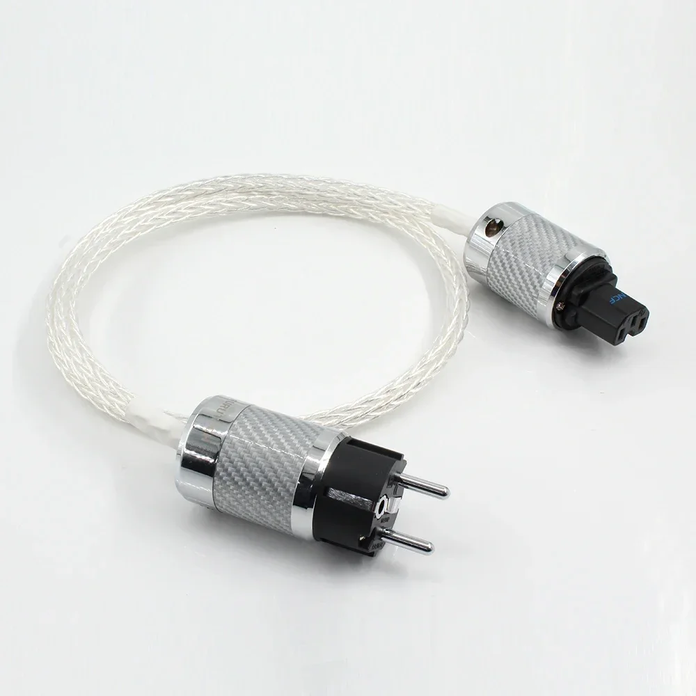 Hi End 8ag  16core Twist Silver plated OCC Power Cable Carbon  EU Power cable schuko supply wire hifi extend cable