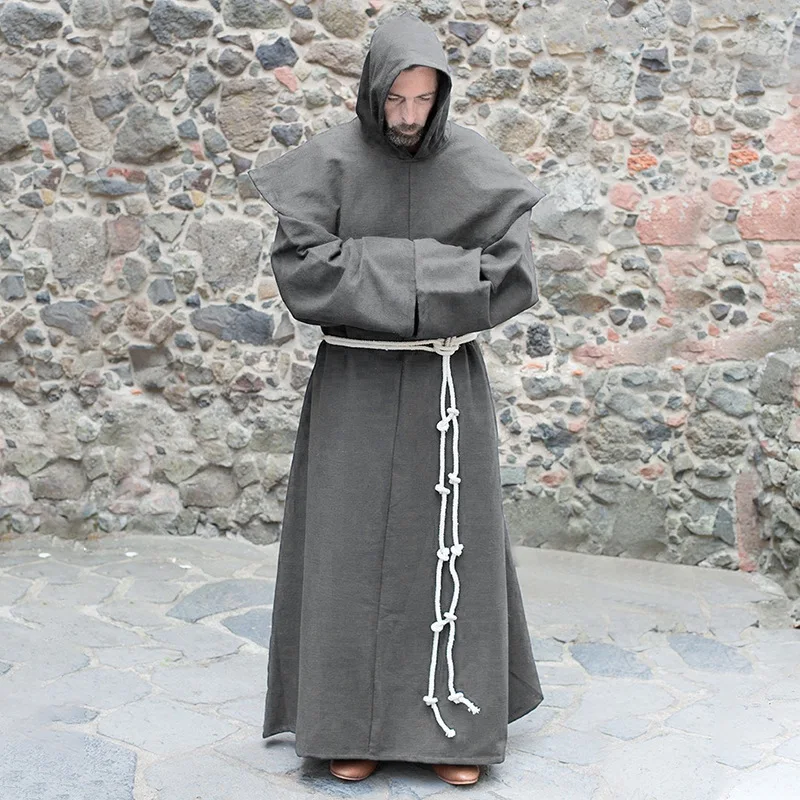 Renaissance Cosplay Mönchskutte Geistlichen-Schulterkleidung Brüderliche Religiöse Heiligen-Kostüm Herren Priester-Kappe Halloween-Party Übergrößen-Robe – Detail 5