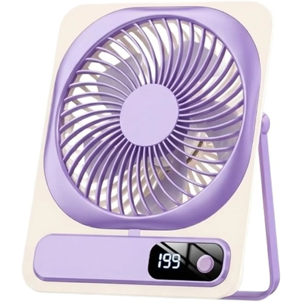 Portable desktop Fan, Ultra-Thin, Quiet, Digital Display Screen and Hook, Suitable for Tents, Bedrooms, Outdoor and Travel