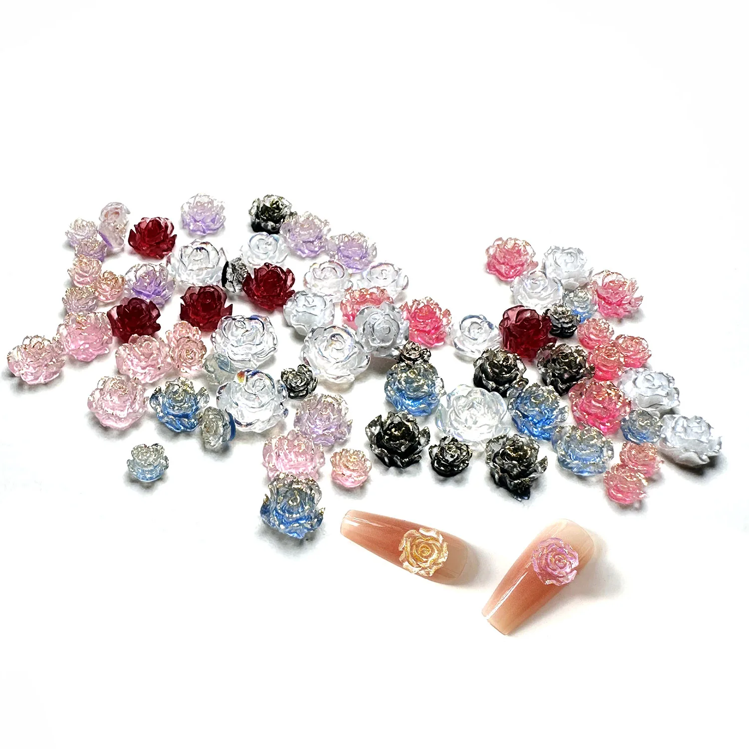 Nails Art Charms Nail Glitters Flowers Camellia Acrylic Nail Art Accessories