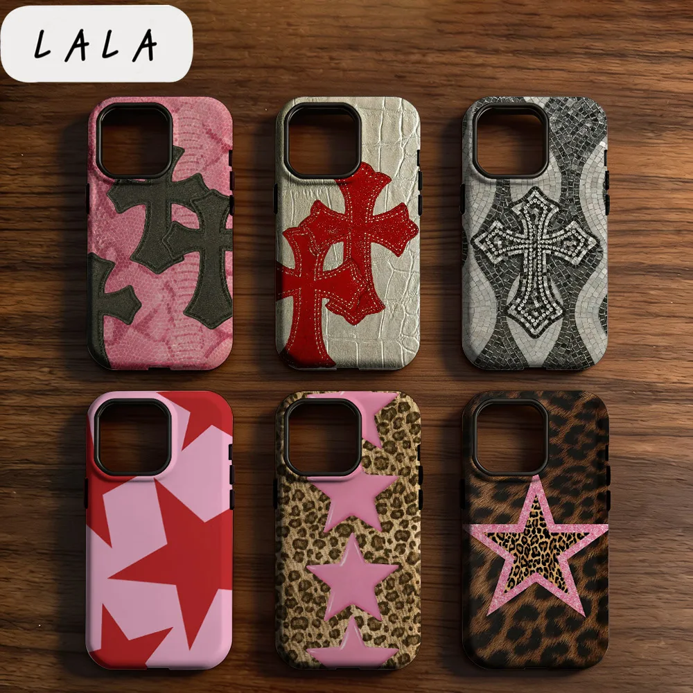 LALA Super coole Stern- und Kreuz-Logo Handyhülle für iPhone 17 16e 16 15 14 13 12 11 XS XR XSMAX 7 8 Air Pro Max Plus Doppelschichtig – Detail 1