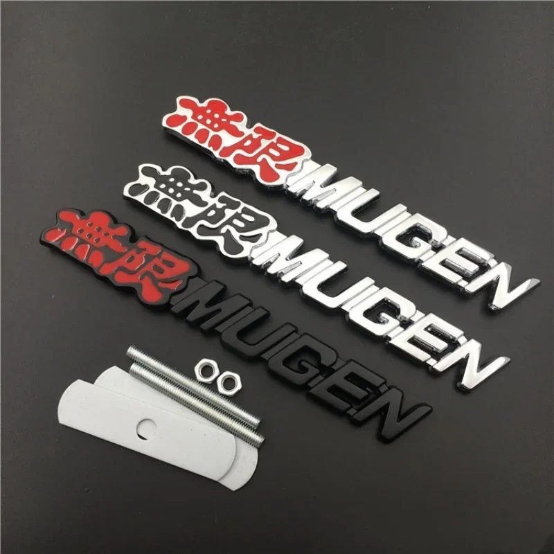 3D Metal Mugen Letters Car Front Grille Badge Rear Trunk Emblem Sticker For Honda Civic CRV H-RV City CRZ Fit Spirior