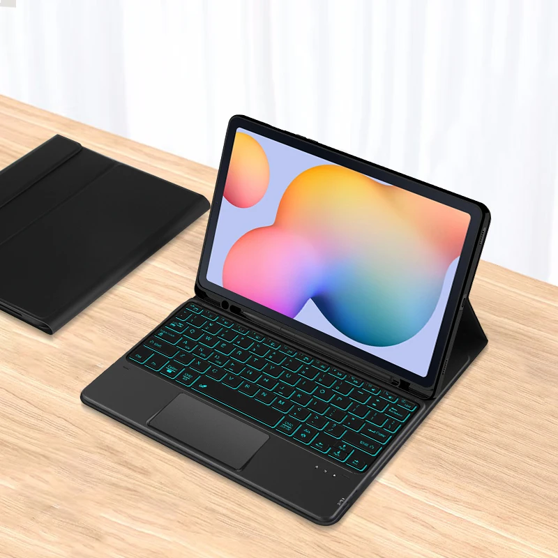 

AJIUYU Keyboard Case For Samsung Tab S6 Lite 10.4 inch S6lite S8+ S7 FE Plus 12.4 S8 11 A8 10.5 Smart Cover Backlit TrackPad