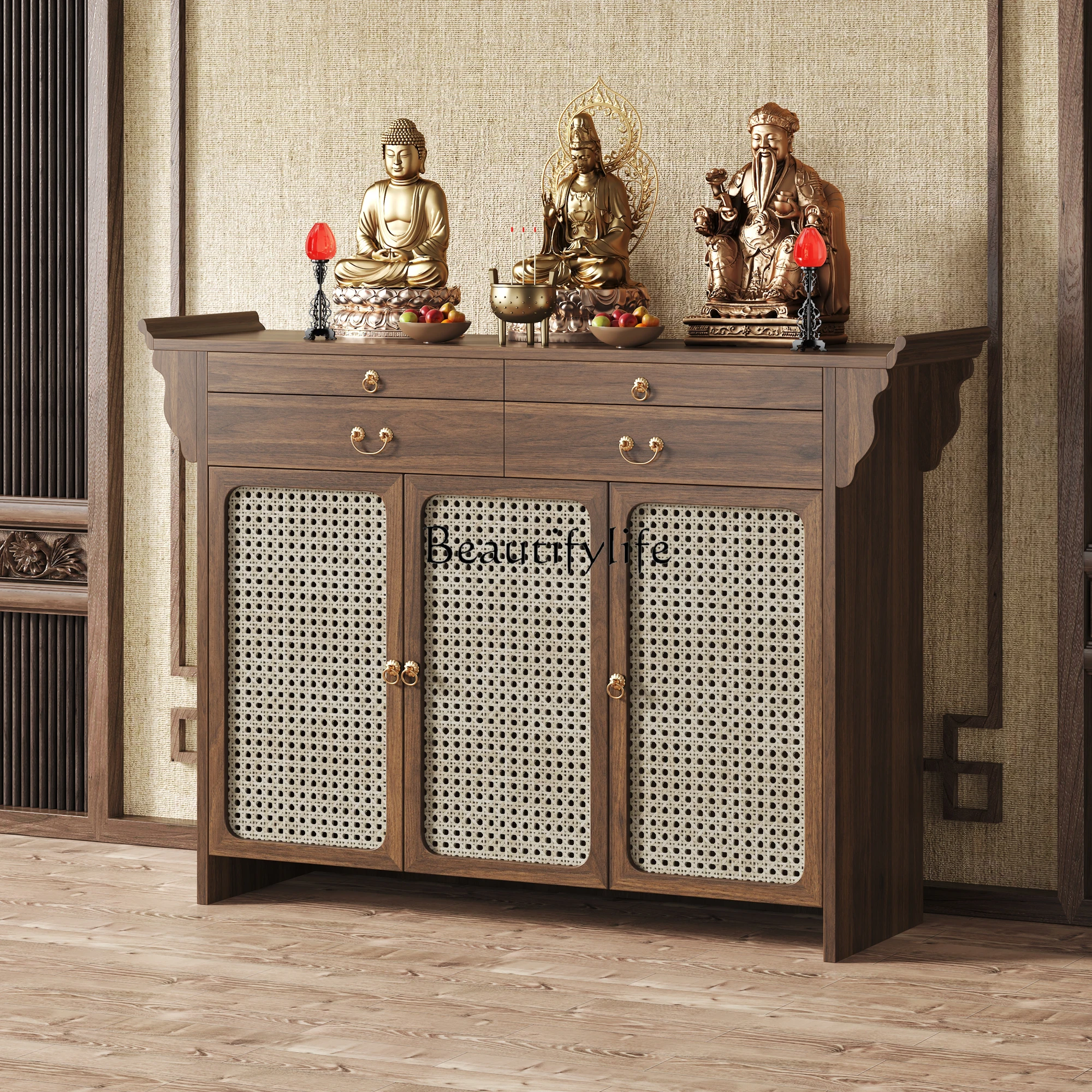 

Solid wood household offering table Buddhist shrine table God of Wealth altar cabinet incense case cabinet New Chinese style