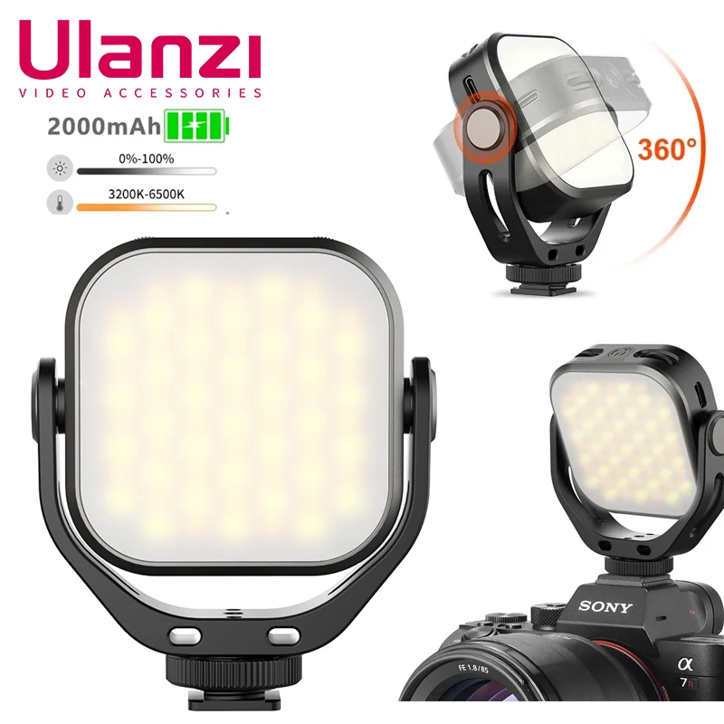 ULANZI VL66 Bi-Color Mini Led Video Light 360° Rotatable 2500-6500K CRI95+ Rechargeable 2000mAh Fill Lamp for Camera Phone Gopro