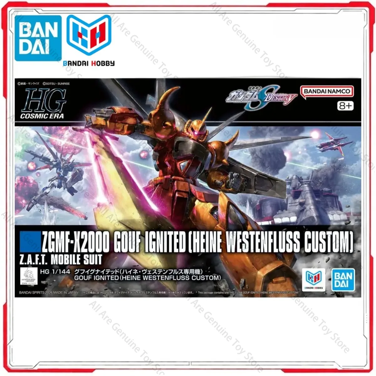 Genuine Bandai Original Gundam Model Kit HG Kidou Senshi Gundam Seed Destiny Zgmf-X2000 Gouf Ignited Anime Figures Action Model