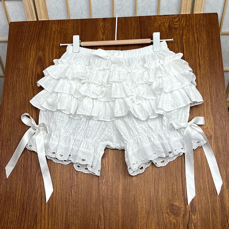 Shorts de segurança Lolita para mulheres, babados de renda doce Harajuku JK Bloomers, calcinha princesa de algodão, calcinha vitoriana fofa