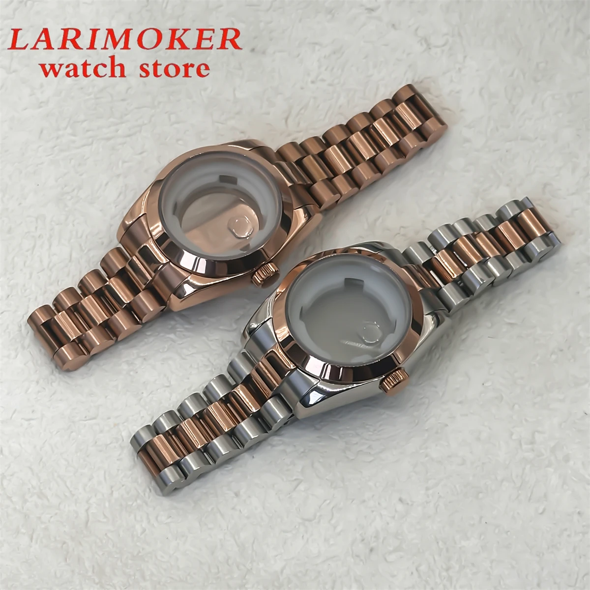 BLIGER-caja de reloj para mujer, caja de acero inoxidable de oro rosa, lupa, cristal de zafiro plano, accesorios de modificación de reloj