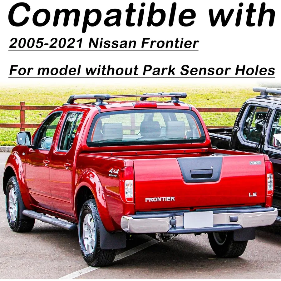 مجموعة المصد الخلفي من الفولاذ لـ 2005-2021 Nissan Frontier بدون ثقوب مستشعر مساعدة الحديقة استبدال المصد الخلفي من الكروم f