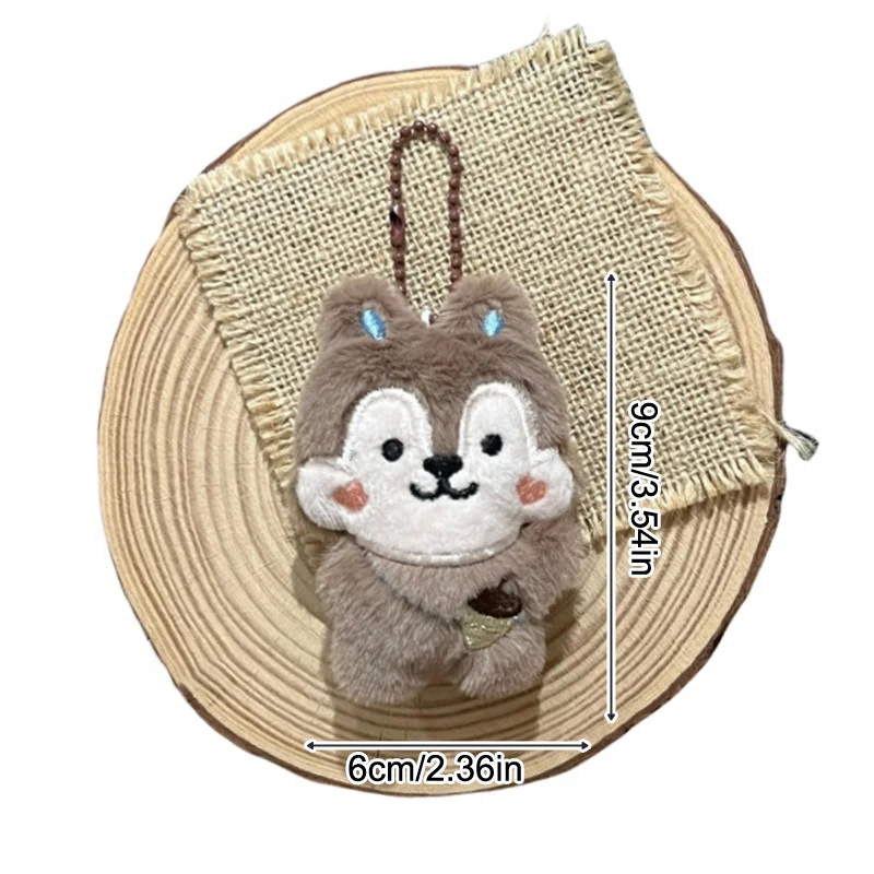 Lindo juguete de peluche de ardilla de nuez, llavero de muñeco de peluche de dibujos animados, bolso encantador, colgante, mochila, llavero, adornos