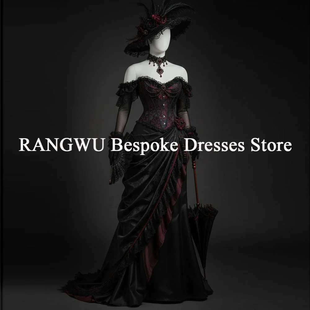 Vampire Black And Red Gothic Wedding Dress Countryside Celtic Medieval Bridal Dress 2026 Lace Elegant Bride Chic Customized