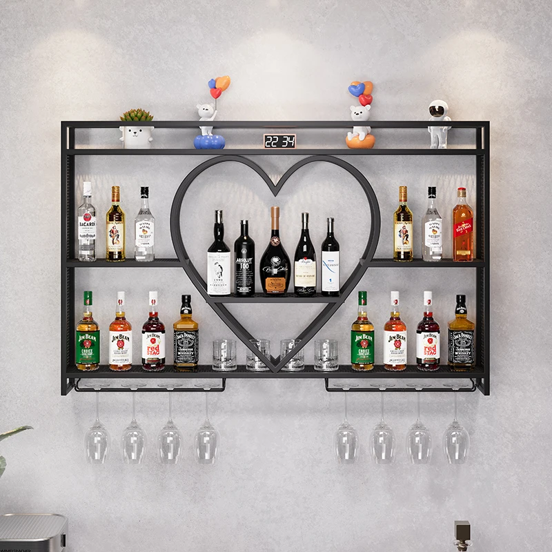 Bar love wine rack wine display rack wall-mounted wine cabinet shelf bar living room dining room decoration wall.