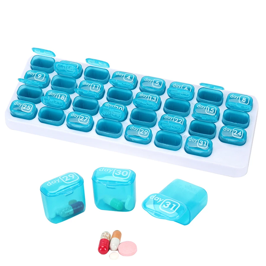 

1 month Pill Box 31 Grids Pillbox Medicine Dispenser Pill Splitter Storage Container Tablet Medicine Holder household pills Box