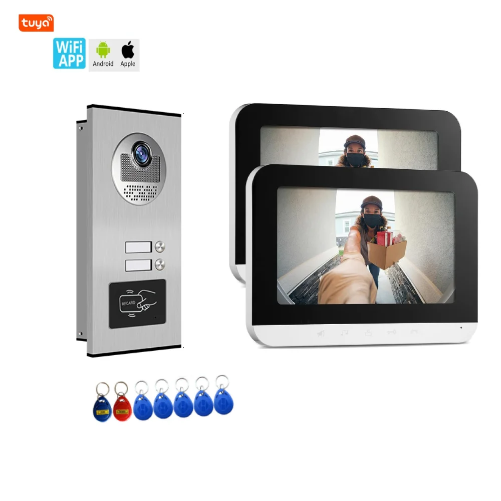 TUYA WiFi ロック解除ビデオドアベルドアホンインターホンナイトビジョンネットワークケーブルポート 2-6 ユニットアパートカメラドアベルキット
