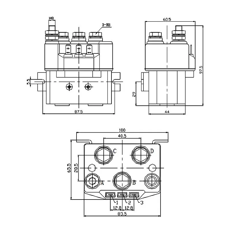 12V 24V 36V 48V 60V 400A krótkoterminowa praca DC cofania stycznika dla kabestan elektryczny TK400-2Z kohtactorów DC