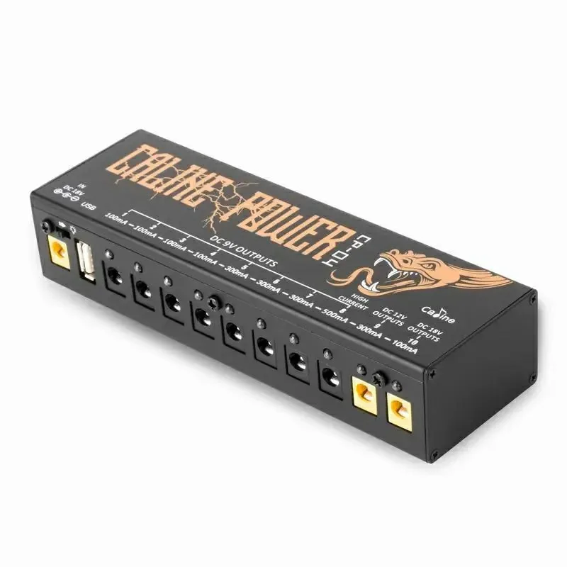 Caline CP-04 Guitar Effect Pedal Power Supply 10 Isolated Outputs (9V, 12V, 18V) Short Circuit /Overcurrent Protection