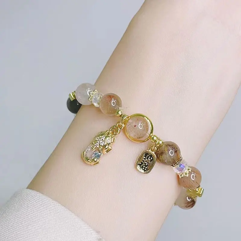 Natural Citrine Pi Xiu Bracelet Sweet Retro Color Hair Crystal Bracelet Girlfriends Girlfriend Gift