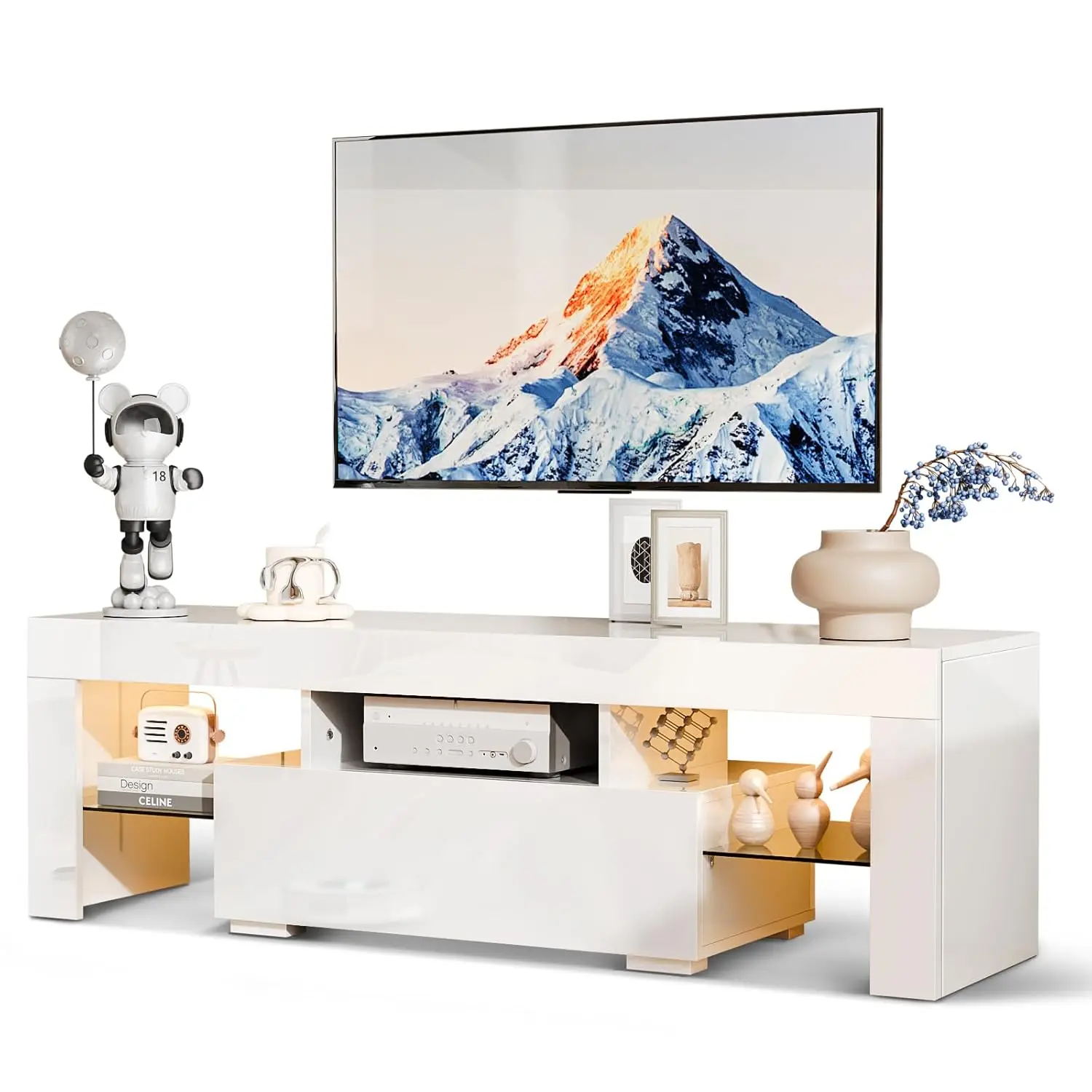 

Подставка для LED-телевизора 51 дюймов, глянцевый современный медиацентр с LED-подсветкой и местом для хранения, подходит для телевизоров 40/43/50/55 дюймов, на заказ