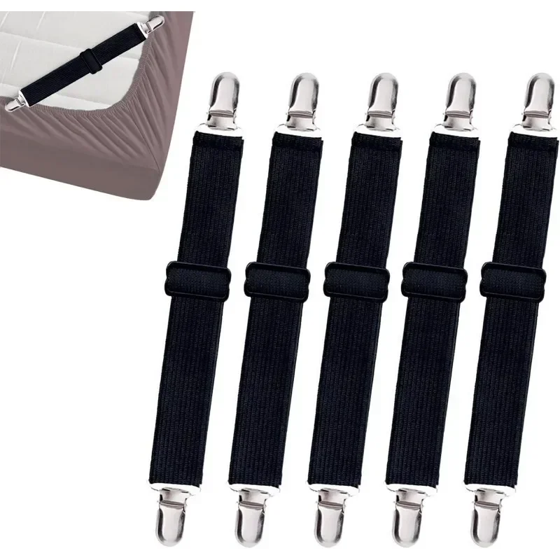 حزام ملاءة سرير قابل للتعديل غير قابل للانزلاق - مشبك مرن متعدد الوظائف لتثبيت أغطية المراتب بشكل آمن