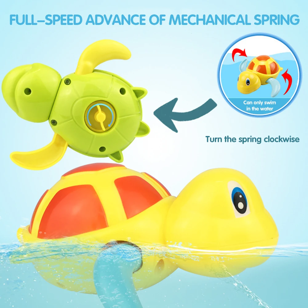 Newborn Cute Cartoon Tortoise Bath Toys Classic Baby Water Toy Infant Swim Turtle Wound-up Chain Clockwork Kids Beach Bath Toys