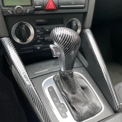 Carbon Fiber Gear Stick Shift Knob Handle Protection Cover Trim for Audi A4 A5 A6 C6 Q5 Q7 2008 2009 2010 2011 2012 Car Interior