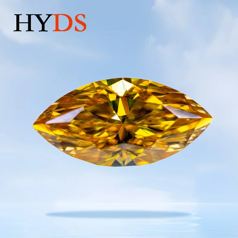 

Moissanite Golden Yellow Color VVS1 Marquise Shape Beads for Jewelry Making Charms Bracelet Pendant Materials GRA Certificate