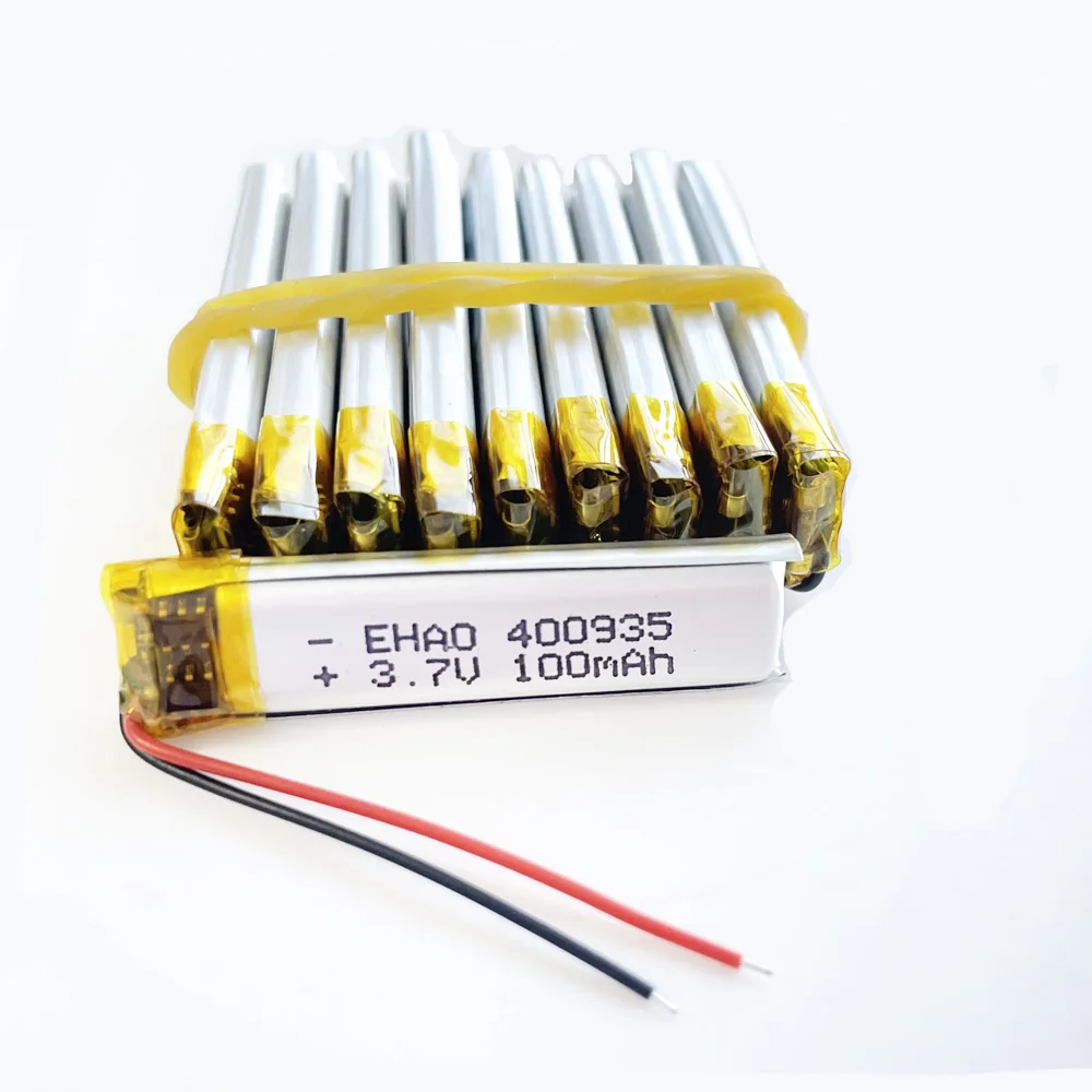 Литий-полимерная аккумуляторная батарея 3,7, 100 в, 400935 мАч, для Mp3 наушников, диктофона, DVD, Bluetooth-гарнитуры, умных часов