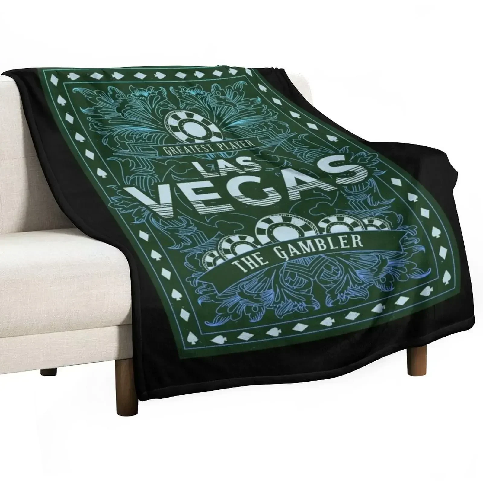 Las Vegas Gambler T-Shirt. Throw Blanket Warm Custom Soft Plush Plaid Tourist Blankets