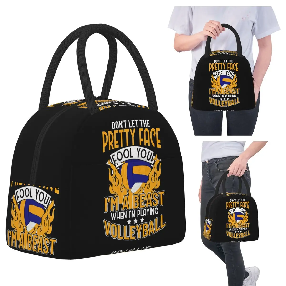 

I'm A Beast When I'm Playing Volleyball Insulated Lunch Bag for Women Office Cooler Thermal Food Box Tote Portable Lunch Boxes