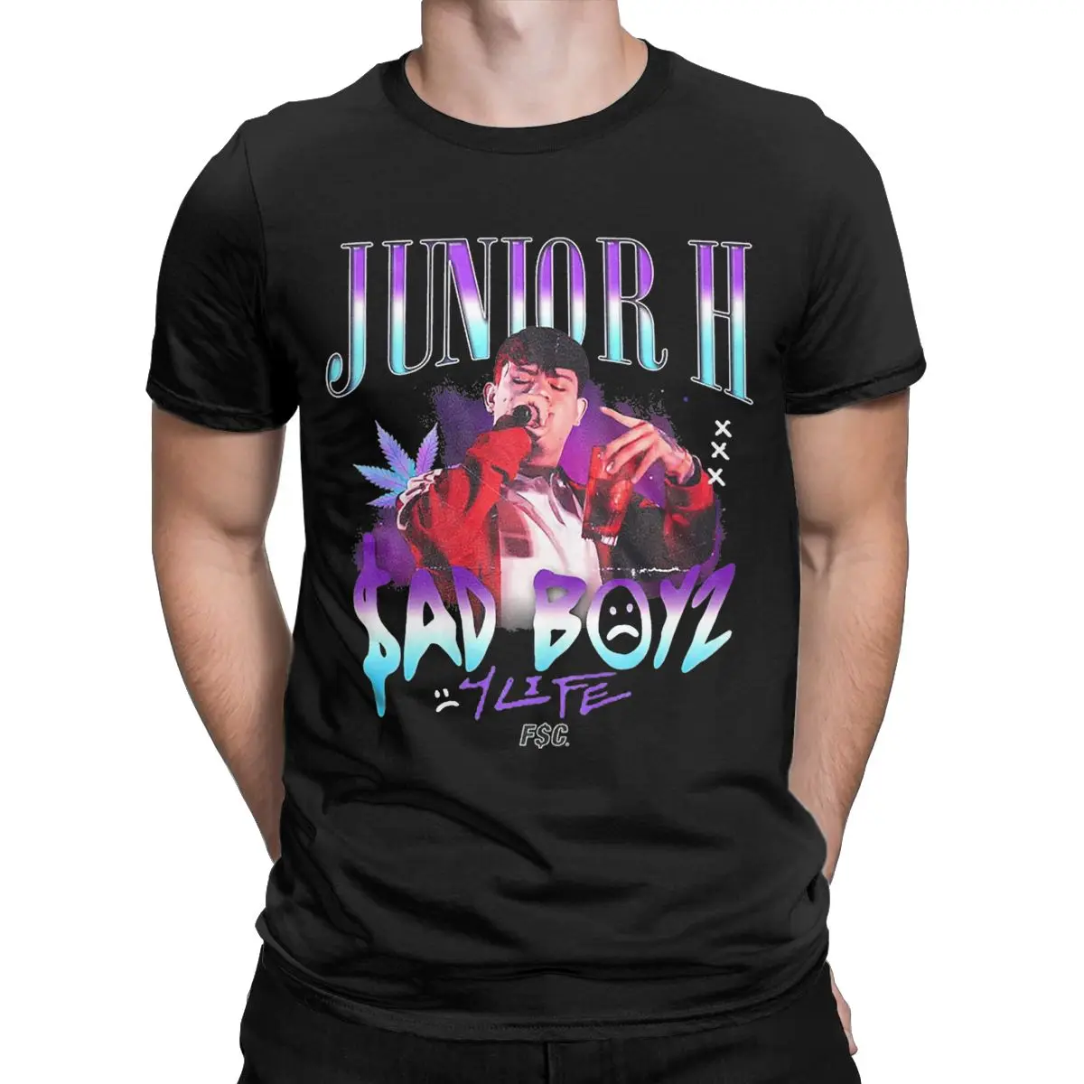 Junior H Sad Boyz Men T Shirts Vintage Tee Shirt Short Sleeve Round Collar T-Shirts 100% Cotton Original Clothes