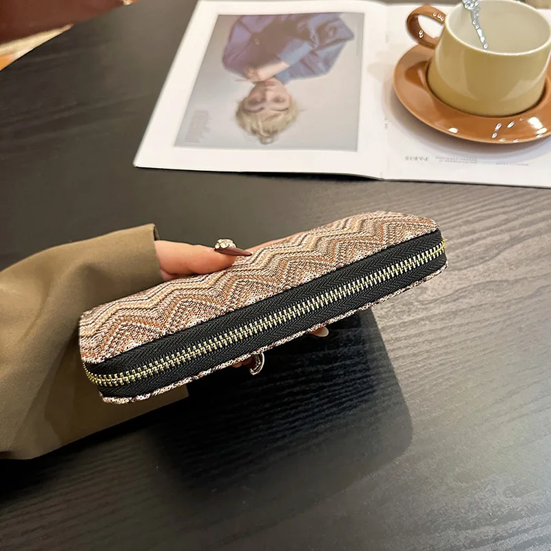 Модный женский кошелек с разноцветным полосатым узором и длинным дизайном, однотонные кошельки для женщин