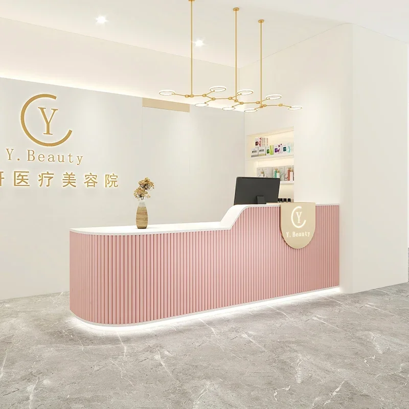 

Reception Counter Desk Long Luxurious Office Minimalist Furniture Entrances Tables Modern Table Beauty Salon Storage Elegant Bar