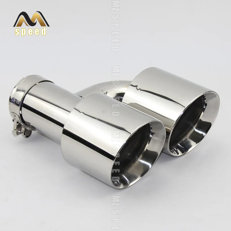 Car Accessories stainless steel and bright face without marked H-type double outlet straight edge exhaust pipe tailpipe