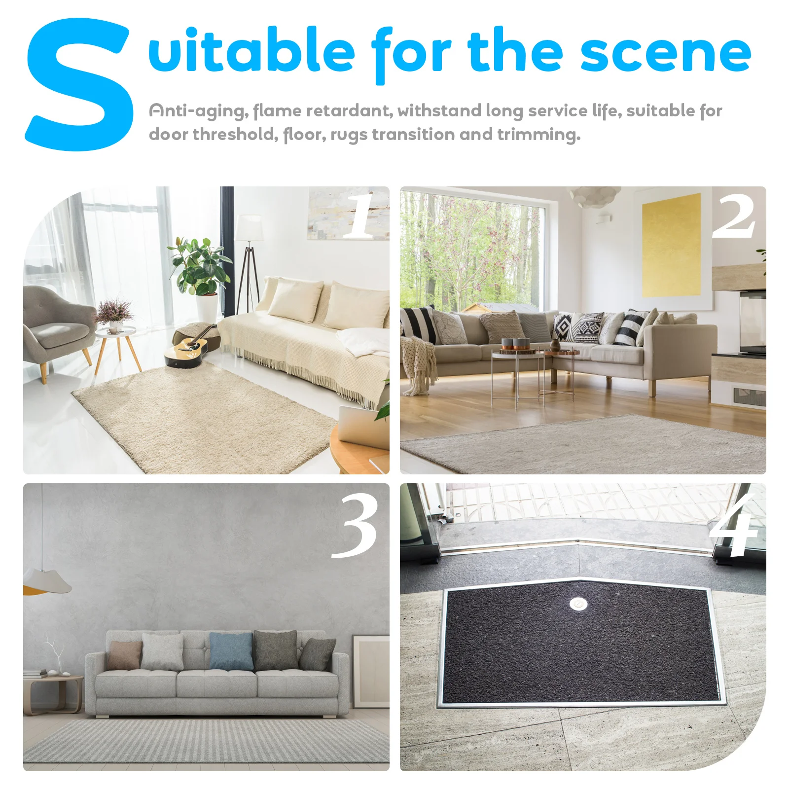 5M Carpet Edge Trim Strip Flexible Floor Transition Strip for Door Thresholds and Tile Flooring Edging Thresholds for Doorways