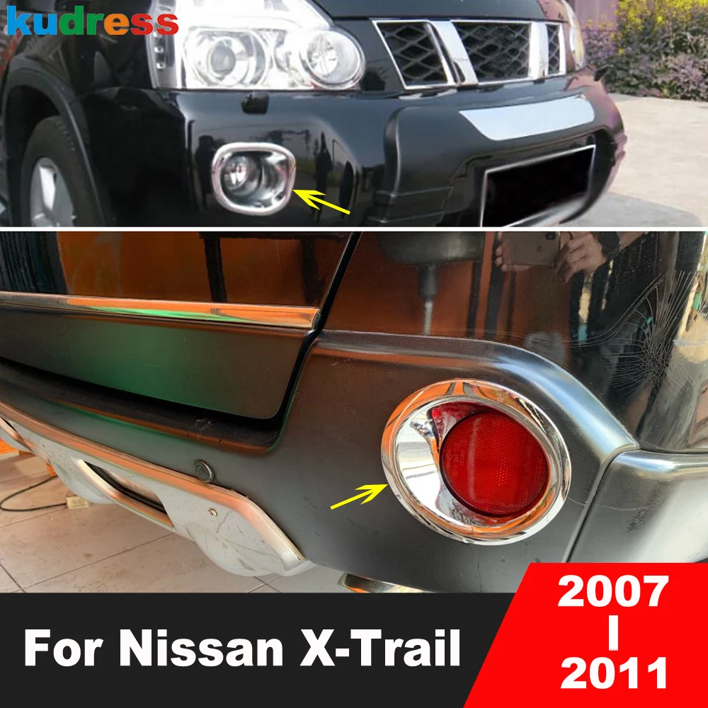 Para Nissan X-Trail 2007 2008 2009 2010 2011, Cubierta Cromada para Faros Antiniebla Delanteros y Traseros, Accesorios para Molduras de Faros Antiniebla (No T31)